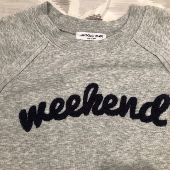 Gray sweatshirt w navy blue letters - Picture 2 of 4